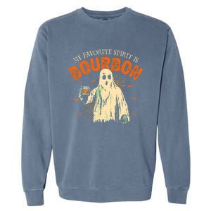 My Favorite Spirit Is Bourbon Funny Ghost Halloween Costume Garment-Dyed Sweatshirt