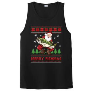 Merry Fishmas Santa Fishing Ugly Christmas Sweater Style Gift PosiCharge Competitor Tank