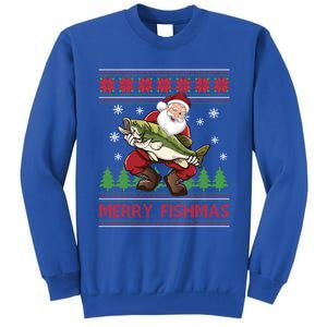 Merry Fishmas Santa Fishing Ugly Christmas Sweater Style Gift Tall Sweatshirt