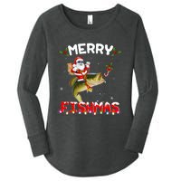 Merry Fishmas Santa Riding Fish Christmas Pjs Fishers Women's Perfect Tri Tunic Long Sleeve Shirt