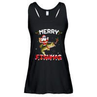 Merry Fishmas Santa Riding Fish Christmas Pjs Fishers Ladies Essential Flowy Tank