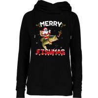 Merry Fishmas Santa Riding Fish Christmas Pjs Fishers Womens Funnel Neck Pullover Hood