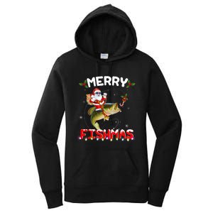 Merry Fishmas Santa Riding Fish Christmas Pjs Fishers Women's Pullover Hoodie