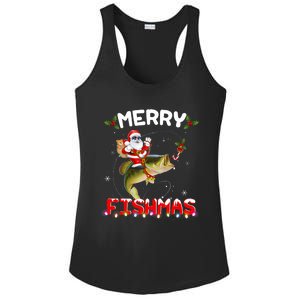 Merry Fishmas Santa Riding Fish Christmas Pjs Fishers Ladies PosiCharge Competitor Racerback Tank