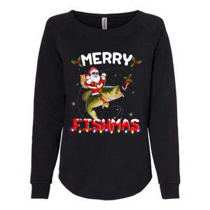 Merry Fishmas Santa Riding Fish Christmas Pjs Fishers Womens California Wash Sweatshirt