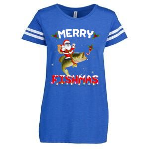 Merry Fishmas Santa Riding Fish Christmas Pjs Fishers Enza Ladies Jersey Football T-Shirt