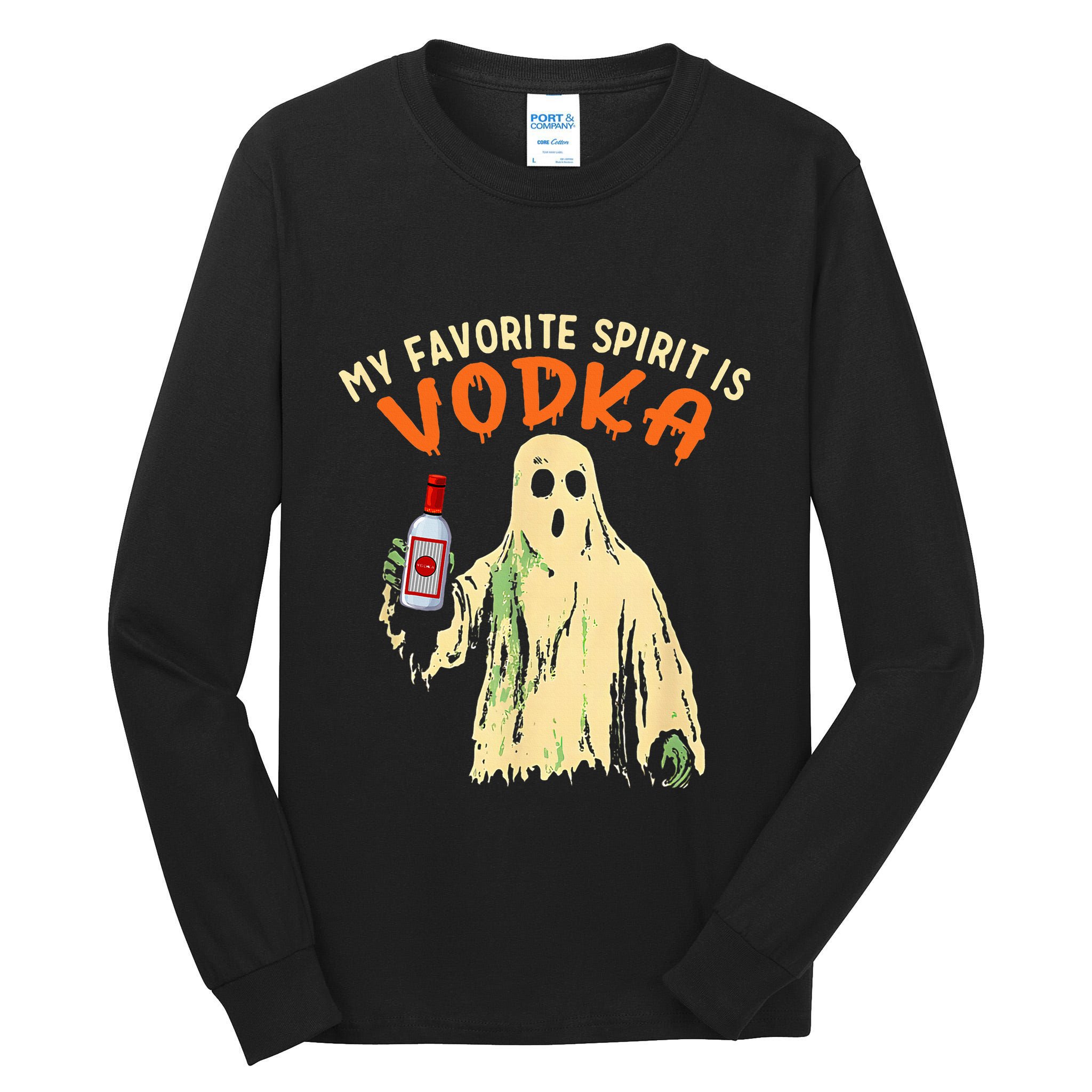 My Favorite Spirit Is Vodka Funny Halloween Party Adult Tall Long Sleeve T-Shirt
