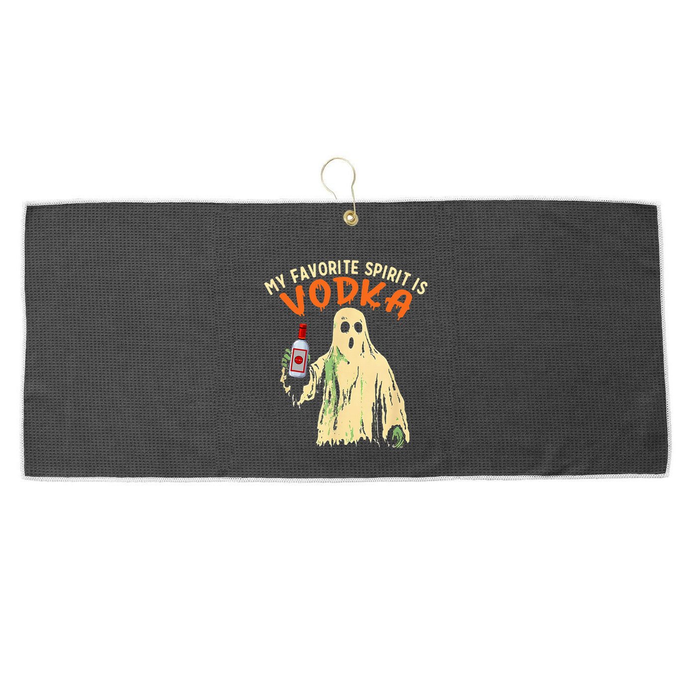 My Favorite Spirit Is Vodka Funny Halloween Party Adult Large Microfiber Waffle Golf Towel