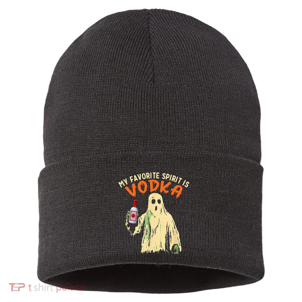 My Favorite Spirit Is Vodka Funny Halloween Party Adult Sustainable Knit Beanie