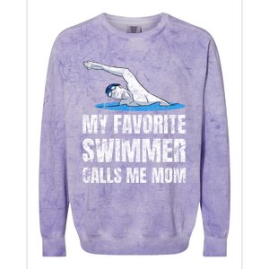 My Favorite Swimmer Calls Me Mom Mother's Day Swimming Gift Colorblast Crewneck Sweatshirt