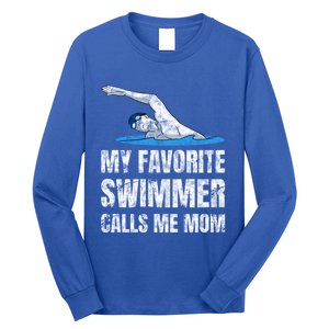 My Favorite Swimmer Calls Me Mom Mother's Day Swimming Gift Long Sleeve Shirt