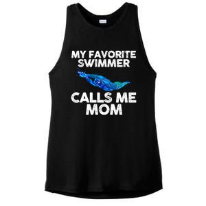 My Favorite Swimmer Calls Me Mom Cute Gift Ladies PosiCharge Tri-Blend Wicking Tank