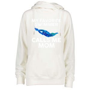 My Favorite Swimmer Calls Me Mom Cute Gift Womens Funnel Neck Pullover Hood