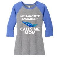 My Favorite Swimmer Calls Me Mom Cute Gift Women's Tri-Blend 3/4-Sleeve Raglan Shirt