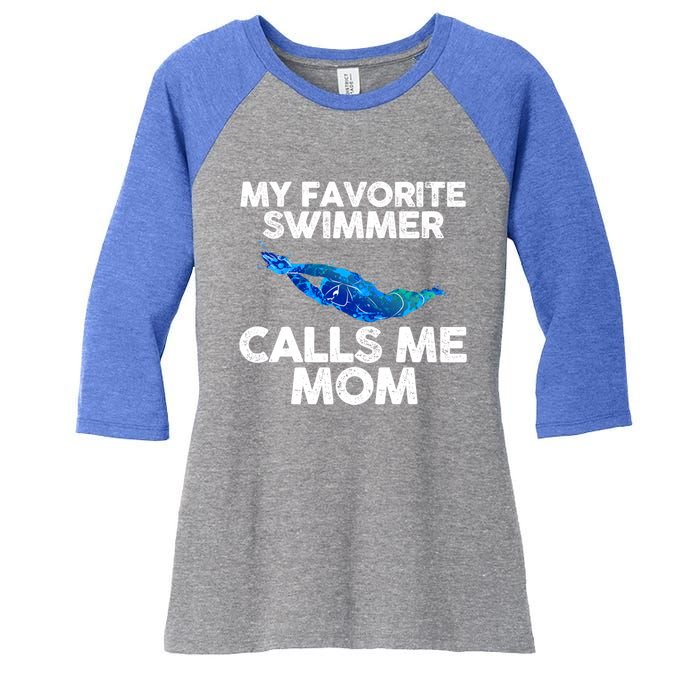 My Favorite Swimmer Calls Me Mom Cute Gift Women's Tri-Blend 3/4-Sleeve Raglan Shirt