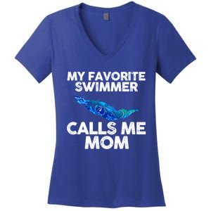 My Favorite Swimmer Calls Me Mom Cute Gift Women's V-Neck T-Shirt