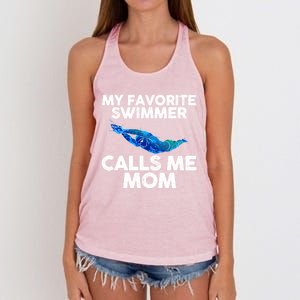 My Favorite Swimmer Calls Me Mom Cute Gift Women's Knotted Racerback Tank