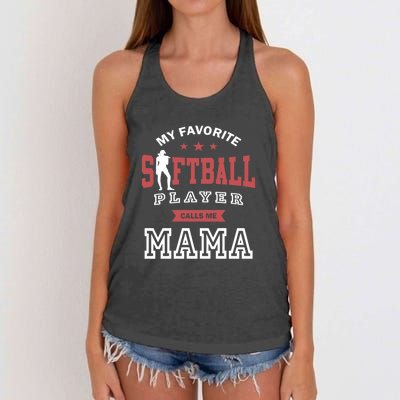 My Favorite Softball Player Calls Me Mom Softball Mom Women's Knotted Racerback Tank