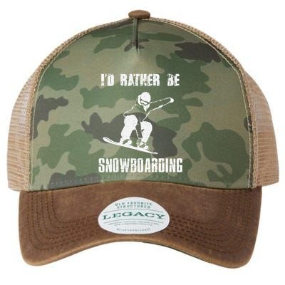 Mountains Funny Snowboarding I'd Rather Be Snowboarding Legacy Tie Dye Trucker Hat