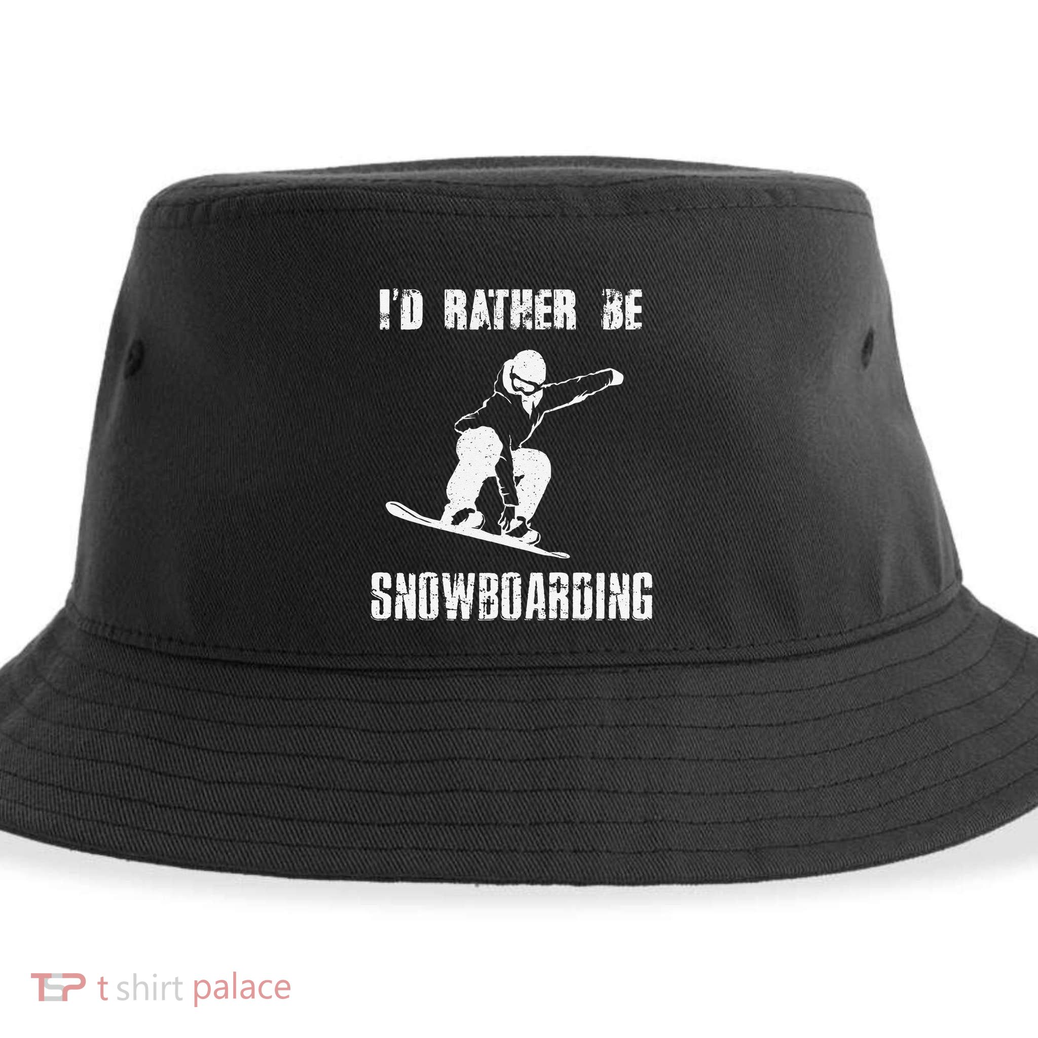 Mountains Funny Snowboarding I'd Rather Be Snowboarding Sustainable Bucket Hat