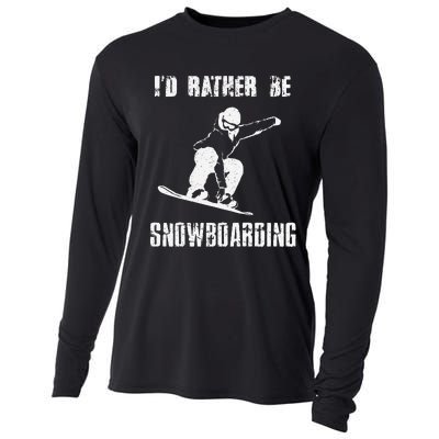 Mountains Funny Snowboarding I'd Rather Be Snowboarding Cooling Performance Long Sleeve Crew