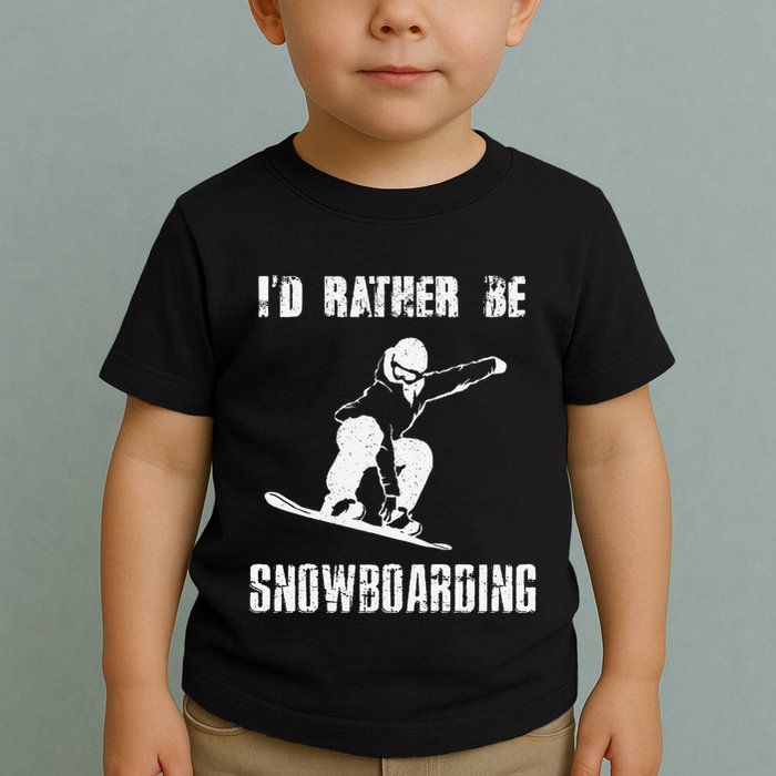Mountains Funny Snowboarding I'd Rather Be Snowboarding Toddler T-Shirt