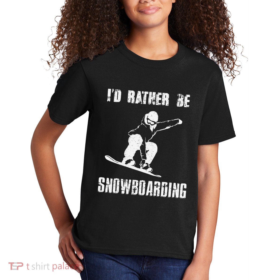Mountains Funny Snowboarding I'd Rather Be Snowboarding Kids T-Shirt