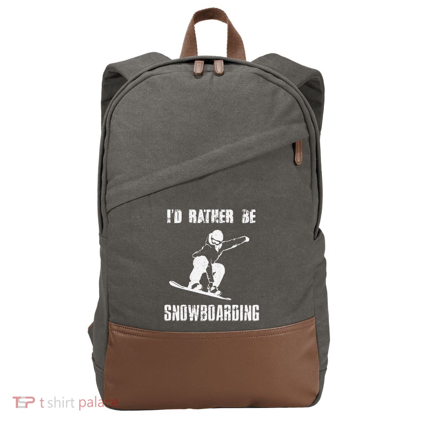 Mountains Funny Snowboarding I'd Rather Be Snowboarding Cotton Canvas Backpack