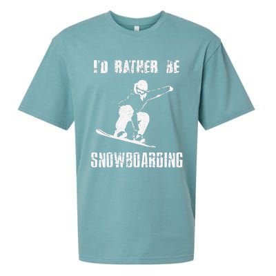 Mountains Funny Snowboarding I'd Rather Be Snowboarding Sueded Cloud Jersey T-Shirt