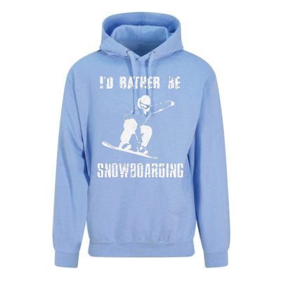 Mountains Funny Snowboarding I'd Rather Be Snowboarding Unisex Surf Hoodie