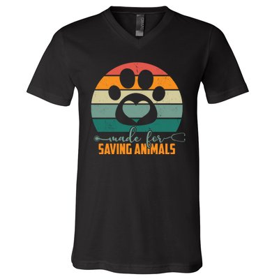 Made For Saving Animals Veterinarian V-Neck T-Shirt