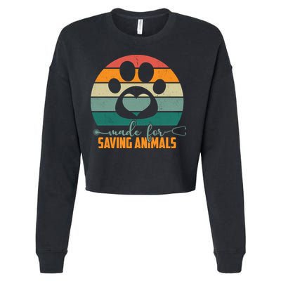 Made For Saving Animals Veterinarian Cropped Pullover Crew