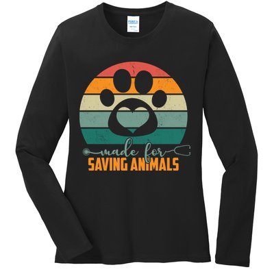 Made For Saving Animals Veterinarian Ladies Long Sleeve Shirt