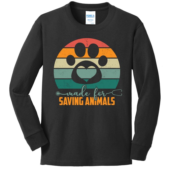 Made For Saving Animals Veterinarian Kids Long Sleeve Shirt