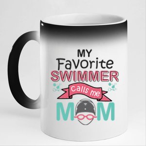 My Favorite Swimmer Calls Me Mom Swim Team Swimming Gift 11oz Black Color Changing Mug