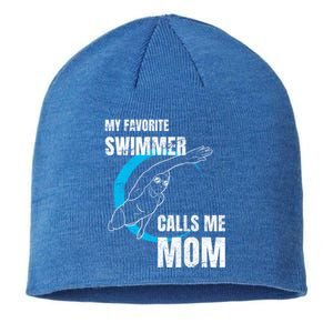 My Favorite Swimmer Calls Me Mom Swimming Mother's Day Gift Sustainable Beanie