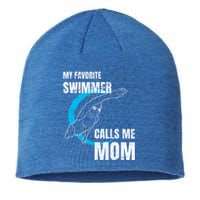 My Favorite Swimmer Calls Me Mom Swimming Mother's Day Gift Sustainable Beanie