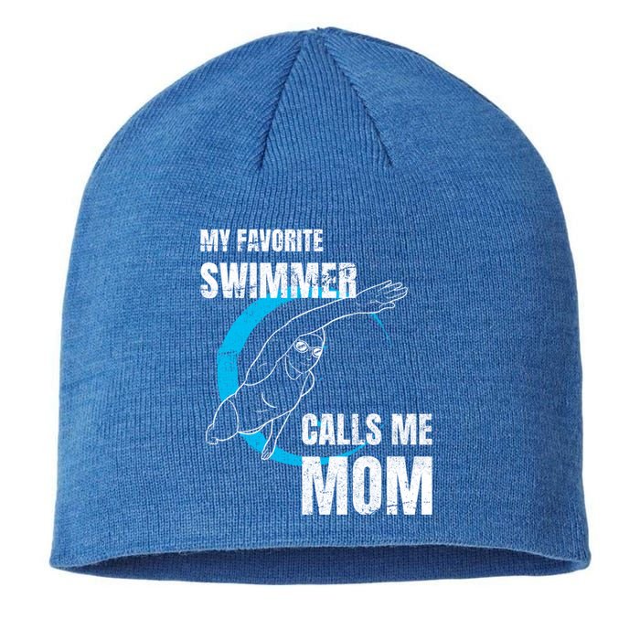 My Favorite Swimmer Calls Me Mom Swimming Mother's Day Gift Sustainable Beanie