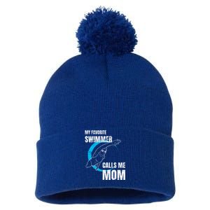 My Favorite Swimmer Calls Me Mom Swimming Mother's Day Gift Pom Pom 12in Knit Beanie