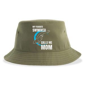 My Favorite Swimmer Calls Me Mom Swimming Mother's Day Gift Sustainable Bucket Hat