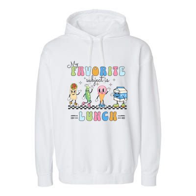 My Favorite Subject Is Lunch Lady Cafeteria Crew Retro Garment-Dyed Fleece Hoodie