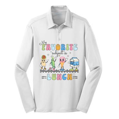 My Favorite Subject Is Lunch Lady Cafeteria Crew Retro Silk Touch Performance Long Sleeve Polo