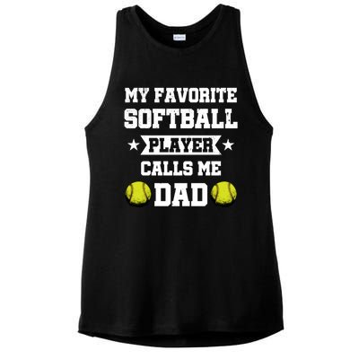 My Favorite Softball Player Calls Me Dad Father's Day Gift Ladies PosiCharge Tri-Blend Wicking Tank