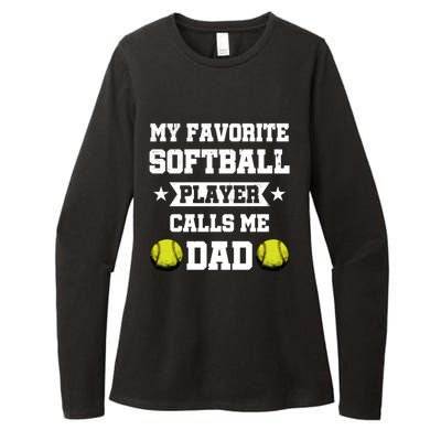 My Favorite Softball Player Calls Me Dad Father's Day Gift Womens CVC Long Sleeve Shirt