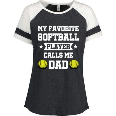 My Favorite Softball Player Calls Me Dad Father's Day Gift Enza Ladies Jersey Colorblock Tee