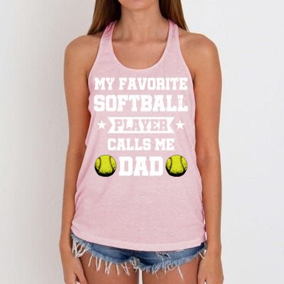 My Favorite Softball Player Calls Me Dad Father's Day Gift Women's Knotted Racerback Tank