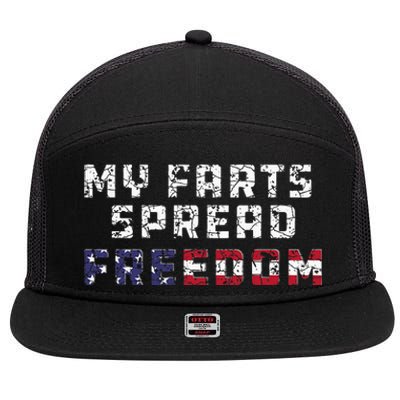 My Farts Spread Freedom Redneck Country Joke USA Flag Humor 7 Panel Mesh Trucker Snapback Hat