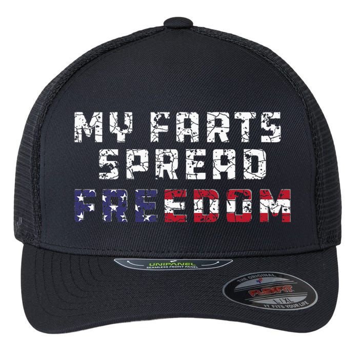 My Farts Spread Freedom Redneck Country Joke USA Flag Humor Flexfit Unipanel Trucker Cap