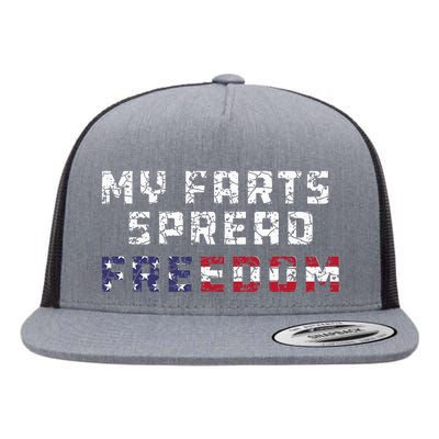 My Farts Spread Freedom Redneck Country Joke USA Flag Humor Flat Bill Trucker Hat