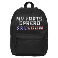 My Farts Spread Freedom Redneck Country Joke USA Flag Humor 16 in Basic Backpack